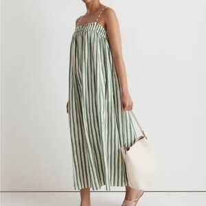 Poplin Ruffle A-Line Midi Dress